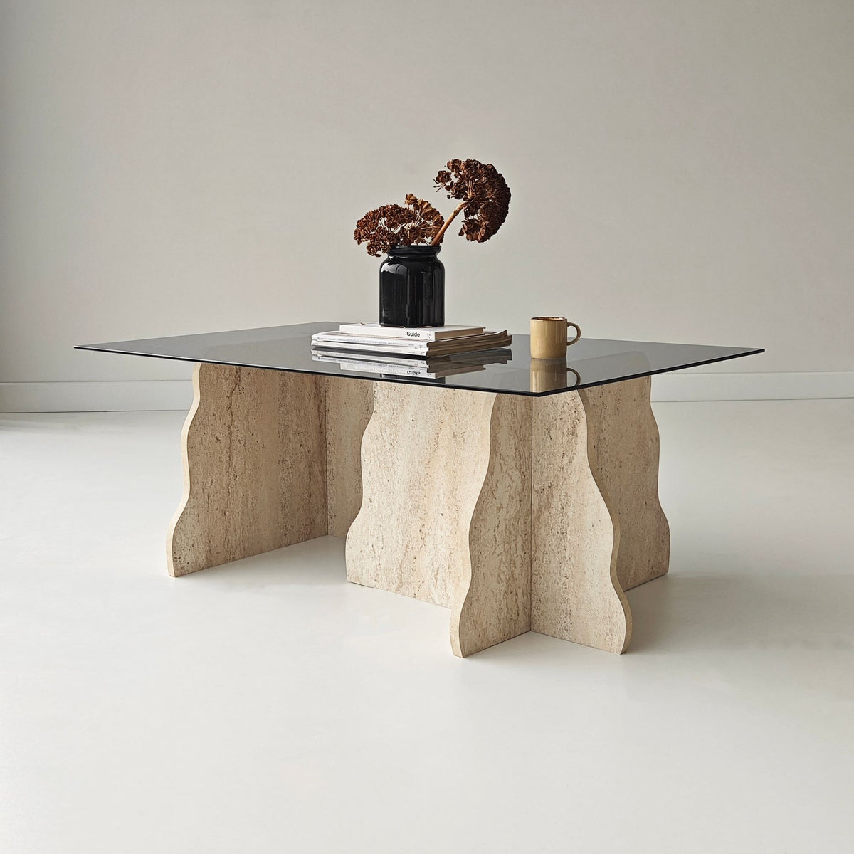 Τραπεζάκι Σαλονιού Maroni Γυάλινο Travertine - Φιμέ 105x65x40 εκ.