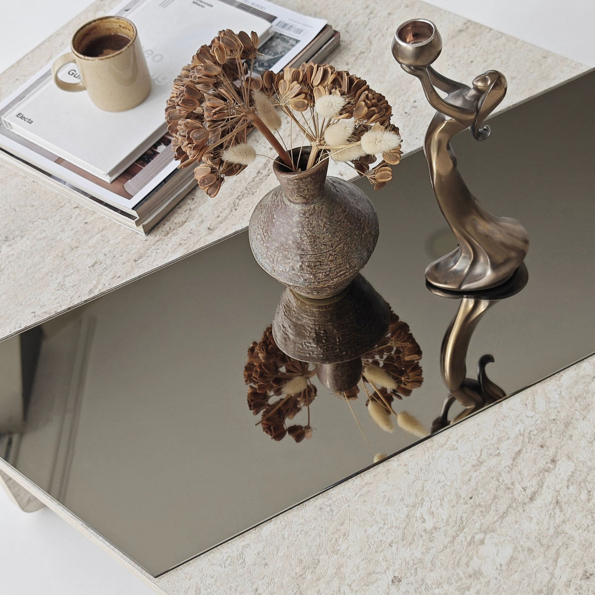 Τραπεζάκι Σαλονιού Ypsonas Μπρονζέ - Travertine 120x60x38 εκ. Μελαμίνης