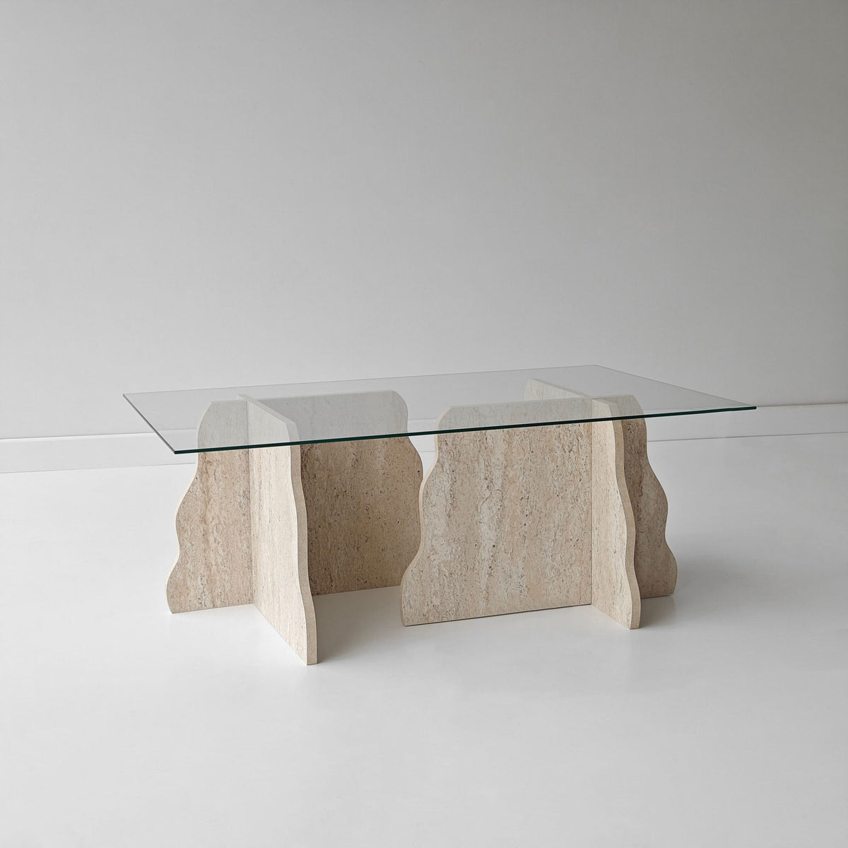 Τραπεζάκι Σαλονιού Maroni Γυάλινο Travertine - Διάφανο 105x65x40 εκ. Μελαμίνης