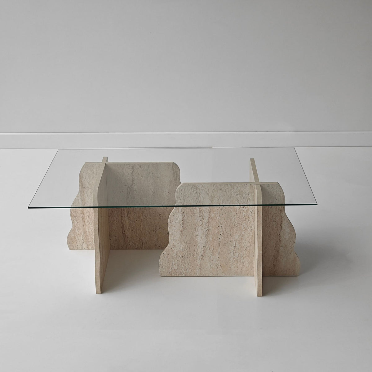 Τραπεζάκι Σαλονιού Maroni Γυάλινο Travertine - Διάφανο 105x65x40 εκ. Μελαμίνης