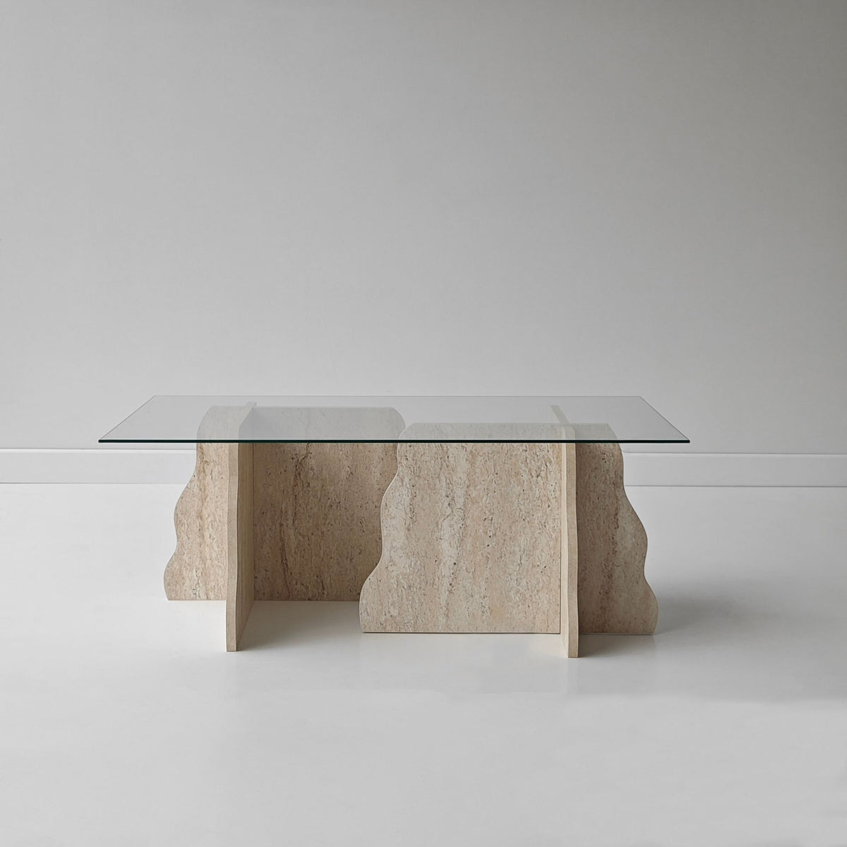 Τραπεζάκι Σαλονιού Maroni Γυάλινο Travertine - Διάφανο 105x65x40 εκ. Μελαμίνης