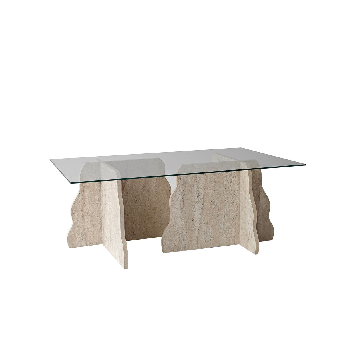 Τραπεζάκι Σαλονιού Maroni Γυάλινο Travertine - Διάφανο 105x65x40 εκ. Μελαμίνης