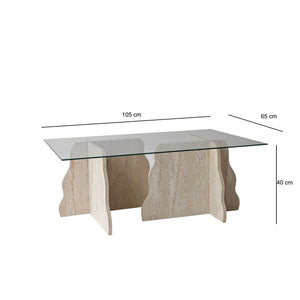 Τραπεζάκι Σαλονιού Maroni Γυάλινο Travertine - Διάφανο 105x65x40 εκ. Μελαμίνης