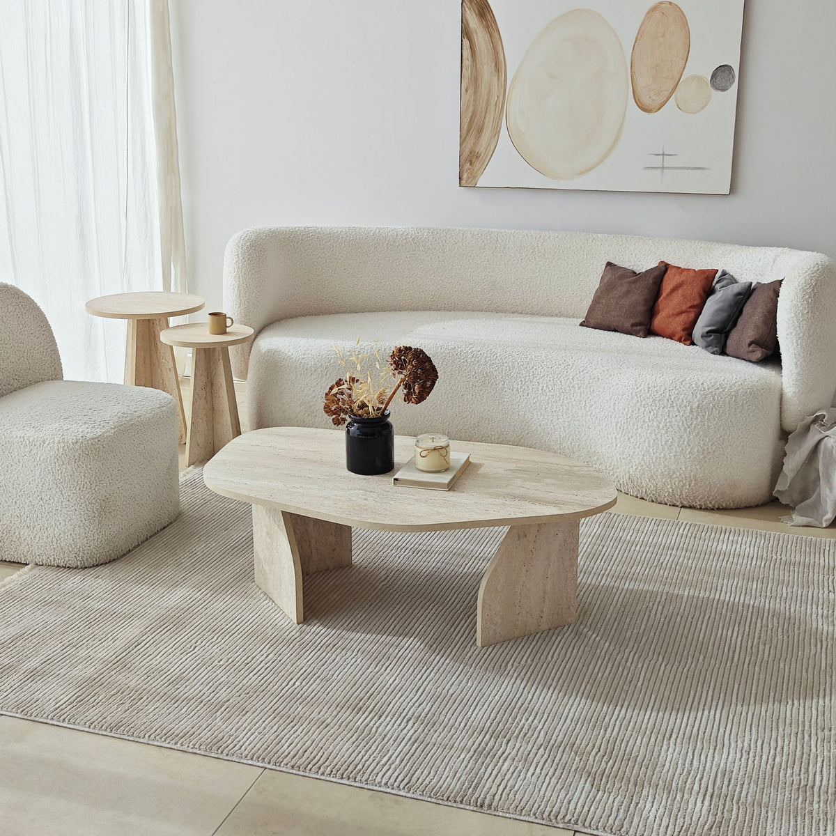 Τραπεζάκι Σαλονιού Mandraki Travertine - Φιμέ 100x60x35 εκ. Μελαμίνης