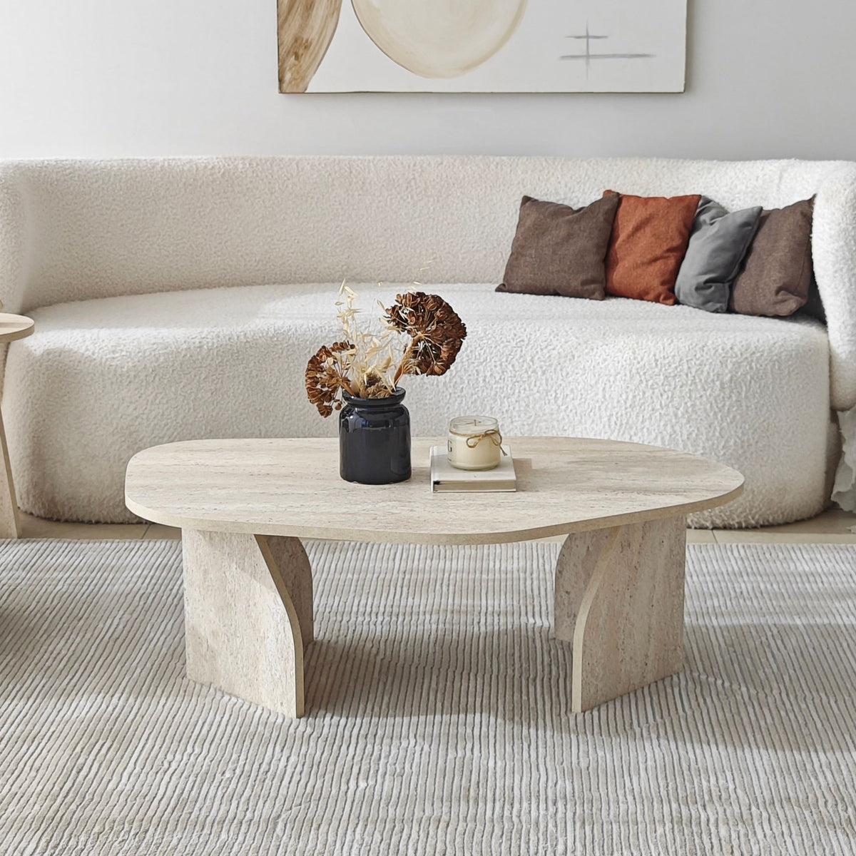 Τραπεζάκι Σαλονιού Mandraki Travertine - Φιμέ 100x60x35 εκ. Μελαμίνης