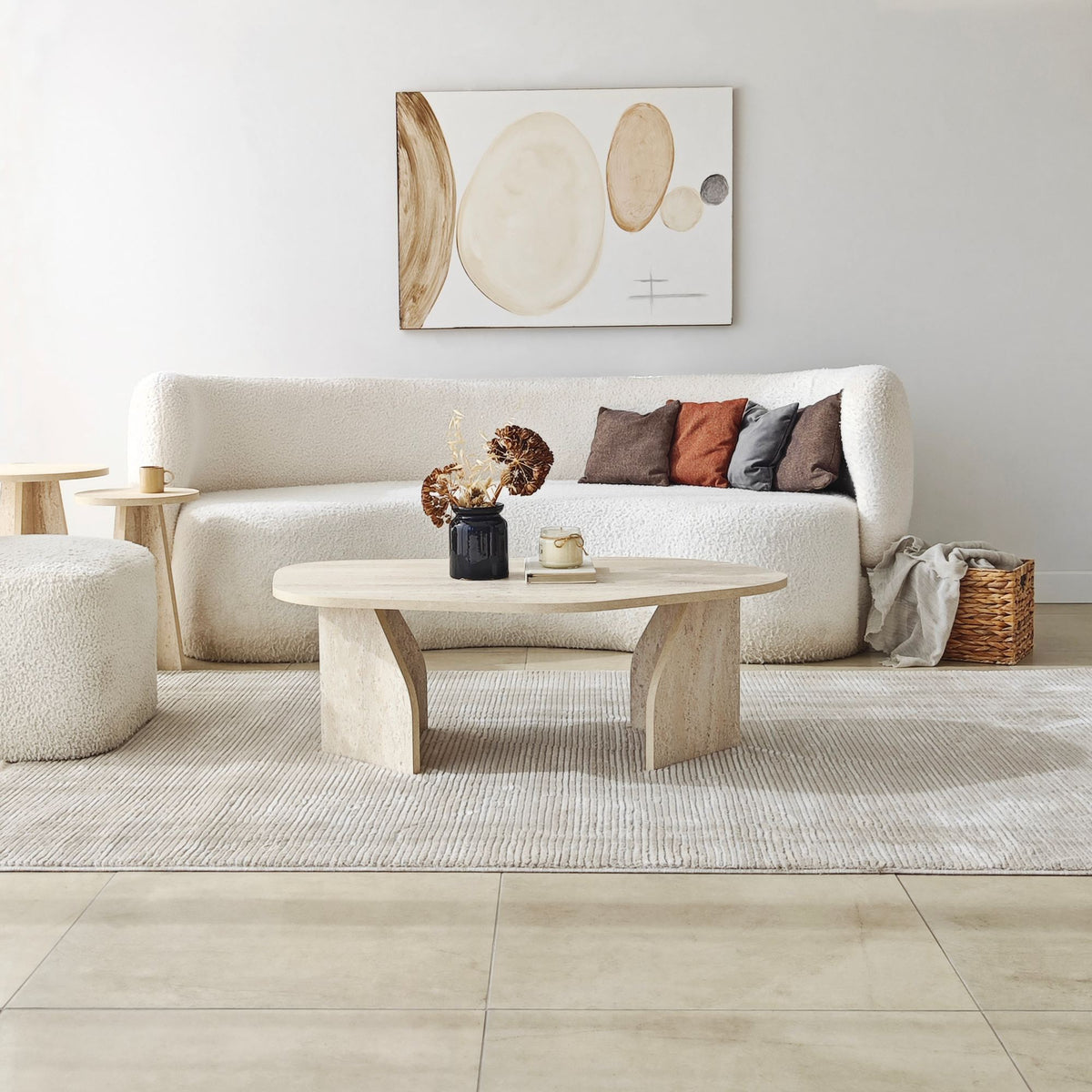 Τραπεζάκι Σαλονιού Mandraki Travertine - Φιμέ 100x60x35 εκ. Μελαμίνης