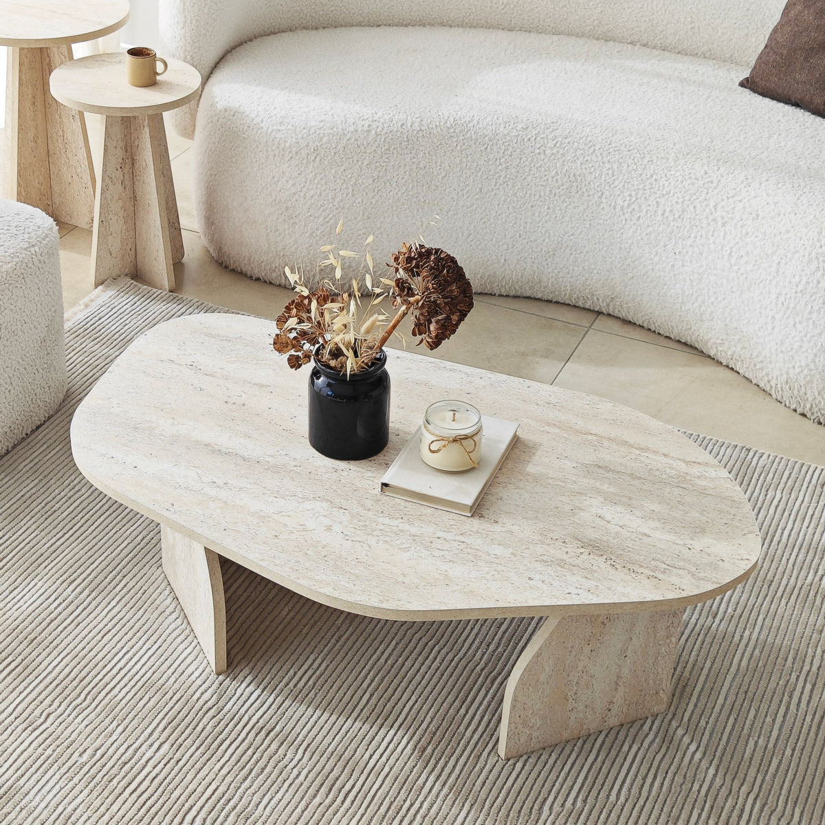 Τραπεζάκι Σαλονιού Mandraki Travertine - Φιμέ 100x60x35 εκ. Μελαμίνης