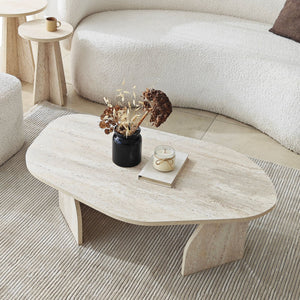Τραπεζάκι Σαλονιού Mandraki Travertine - Φιμέ 100x60x35 εκ. Μελαμίνης