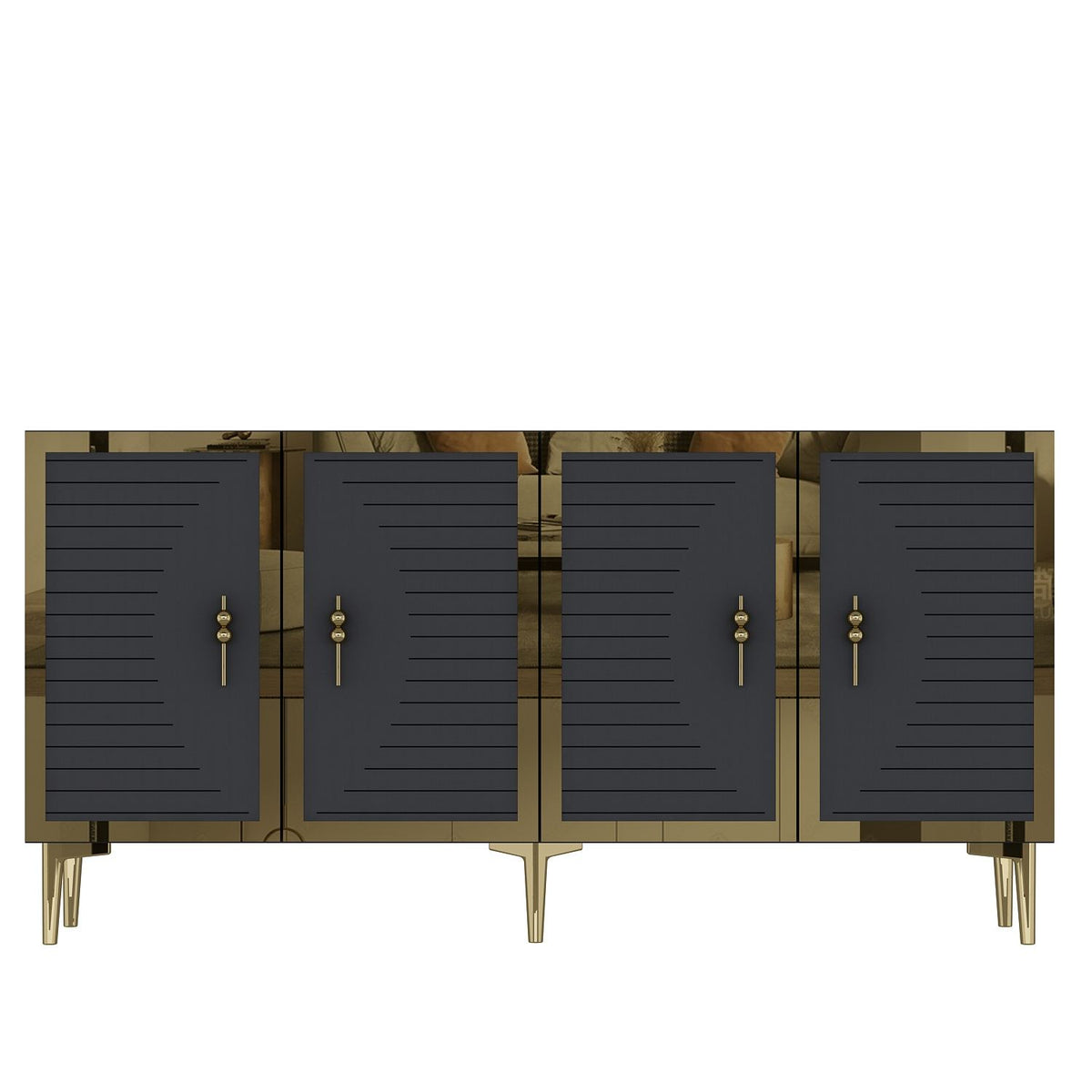 Κονσόλα Mistras Ανθρακί - Χρυσό 150x32x75 εκ. Μελαμίνης