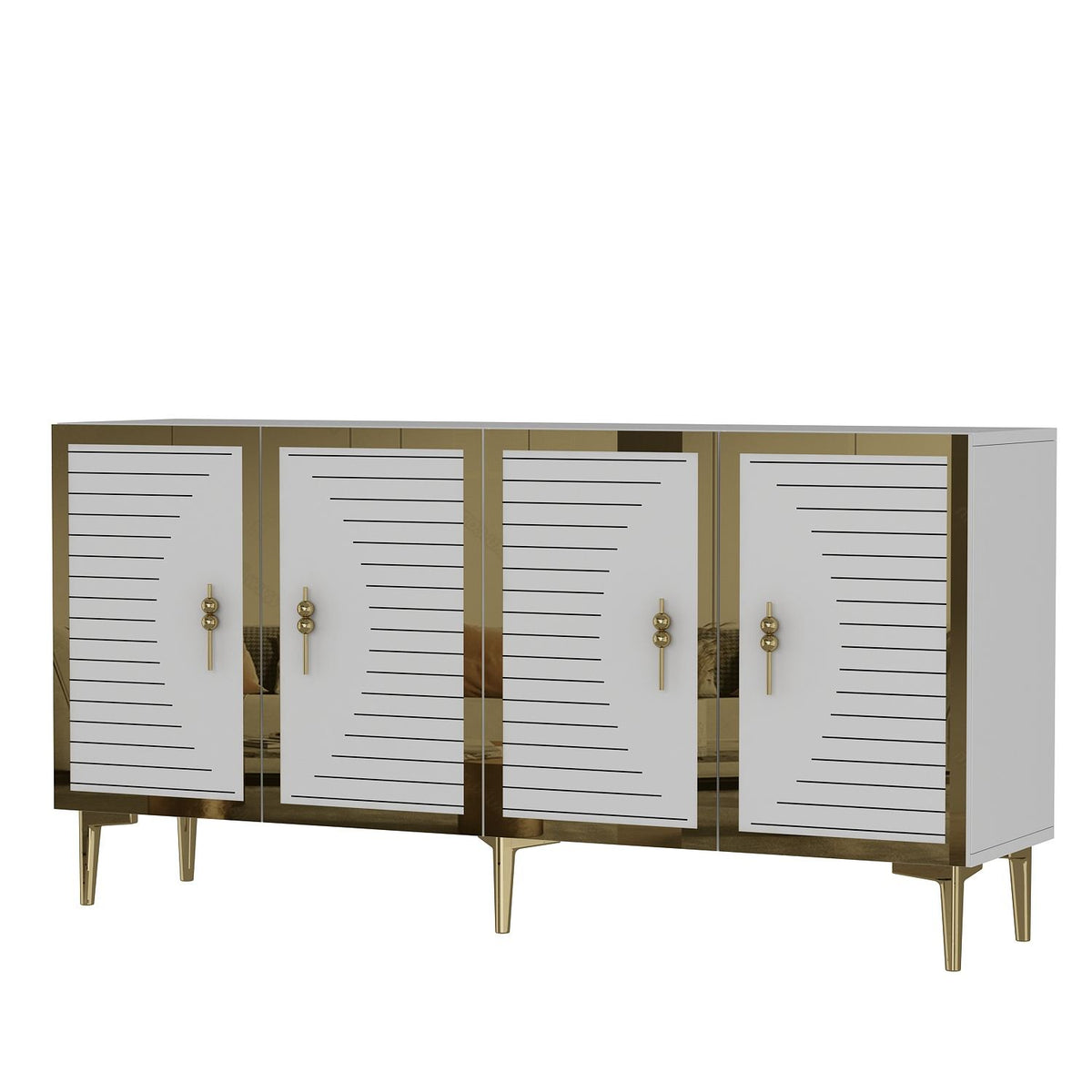 Κονσόλα Stelari Με Ράφια Λευκό - Χρυσό 150x32x75 εκ. Μελαμίνης