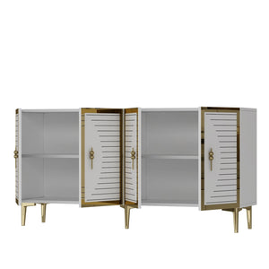 Κονσόλα Stelari Με Ράφια Λευκό - Χρυσό 150x32x75 εκ. Μελαμίνης