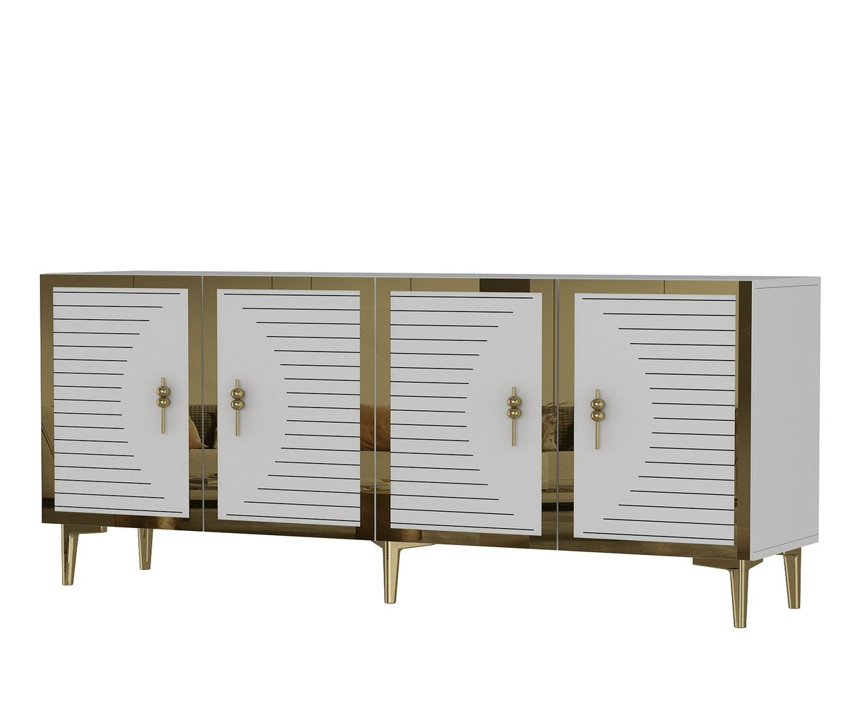 Κονσόλα Rovinia Με Ράφια Λευκό - Χρυσό 180x32x75 εκ. Μελαμίνης
