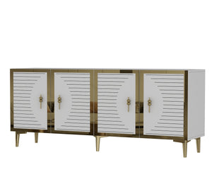 Κονσόλα Rovinia Με Ράφια Λευκό - Χρυσό 180x32x75 εκ. Μελαμίνης
