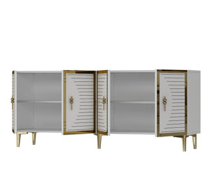 Κονσόλα Rovinia Με Ράφια Λευκό - Χρυσό 180x32x75 εκ. Μελαμίνης