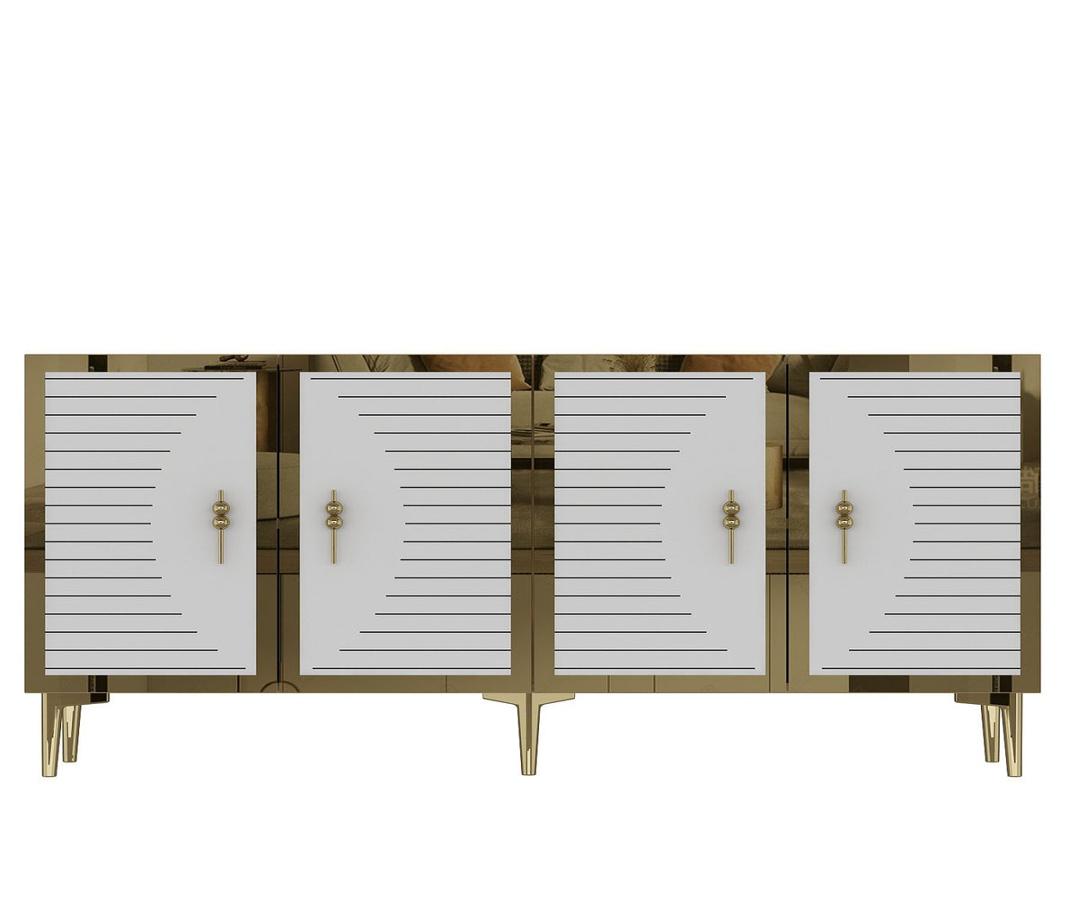 Κονσόλα Rovinia Δρυς Sapphire - Λευκό - Χρυσό 180x32x75 εκ. Μελαμίνης