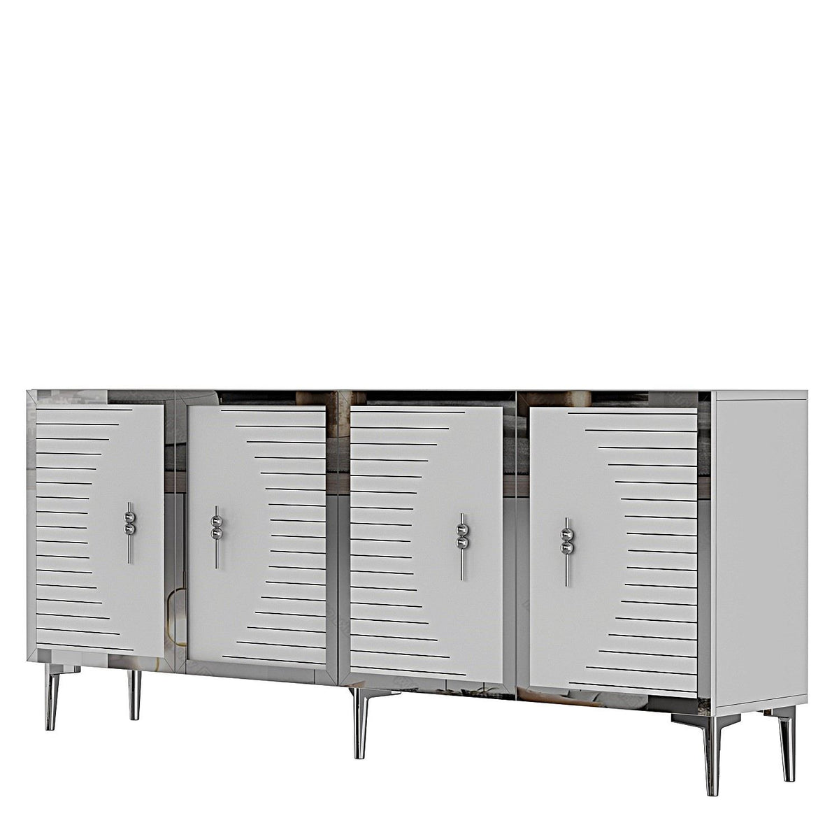 Κονσόλα Rovinia Με Ράφια Λευκό - Ασημί 180x32x75 εκ. Μελαμίνης