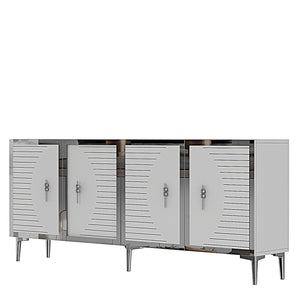 Κονσόλα Rovinia Με Ράφια Λευκό - Ασημί 180x32x75 εκ. Μελαμίνης