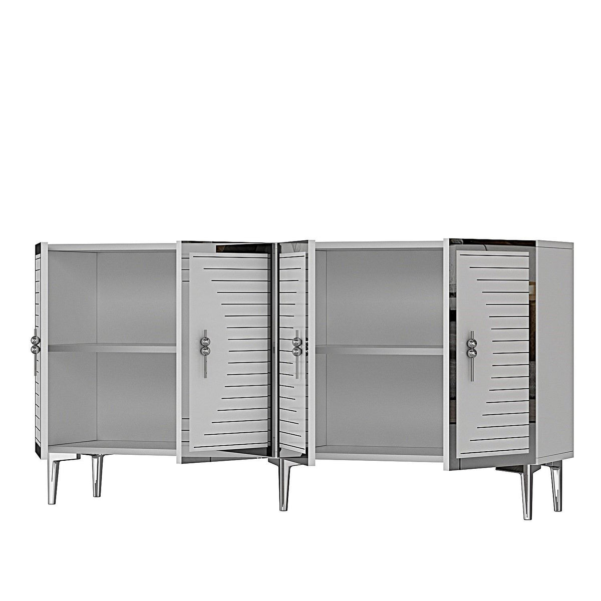 Κονσόλα Rovinia Με Ράφια Λευκό - Ασημί 180x32x75 εκ. Μελαμίνης