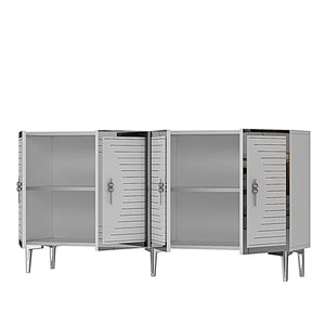 Κονσόλα Rovinia Με Ράφια Λευκό - Ασημί 180x32x75 εκ. Μελαμίνης