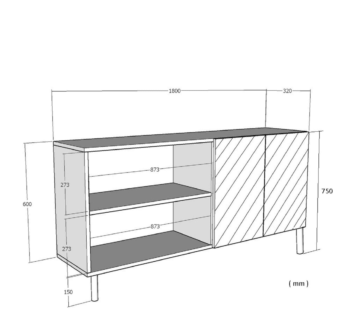 Κονσόλα Rovinia Με Ράφια Λευκό - Ασημί 180x32x75 εκ. Μελαμίνης