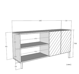Κονσόλα Rovinia Με Ράφια Λευκό - Ασημί 180x32x75 εκ. Μελαμίνης