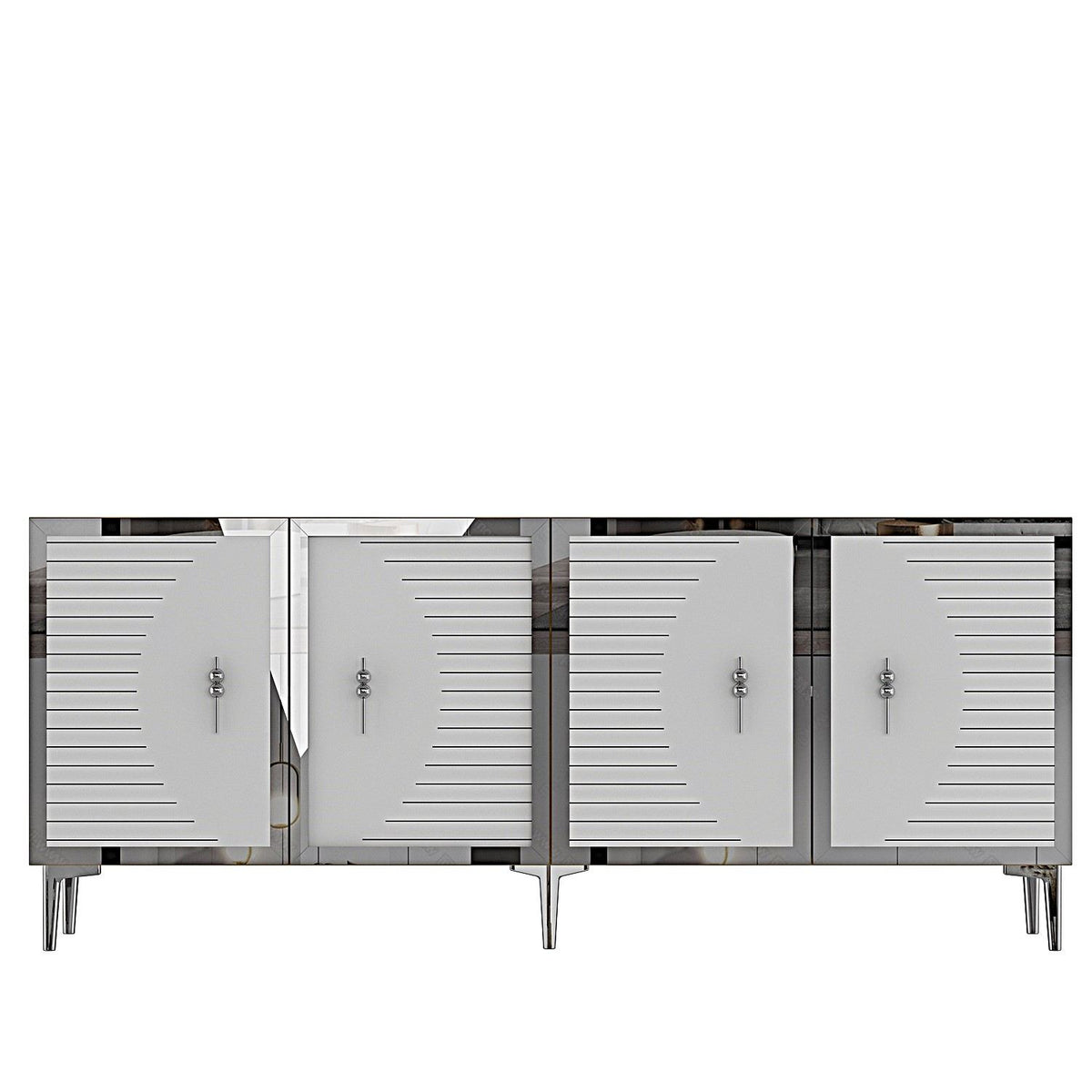 Κονσόλα Rovinia Δρυς Sapphire - Λευκό - Ασημί 180x32x75 εκ. Μελαμίνης - Pakobazaar