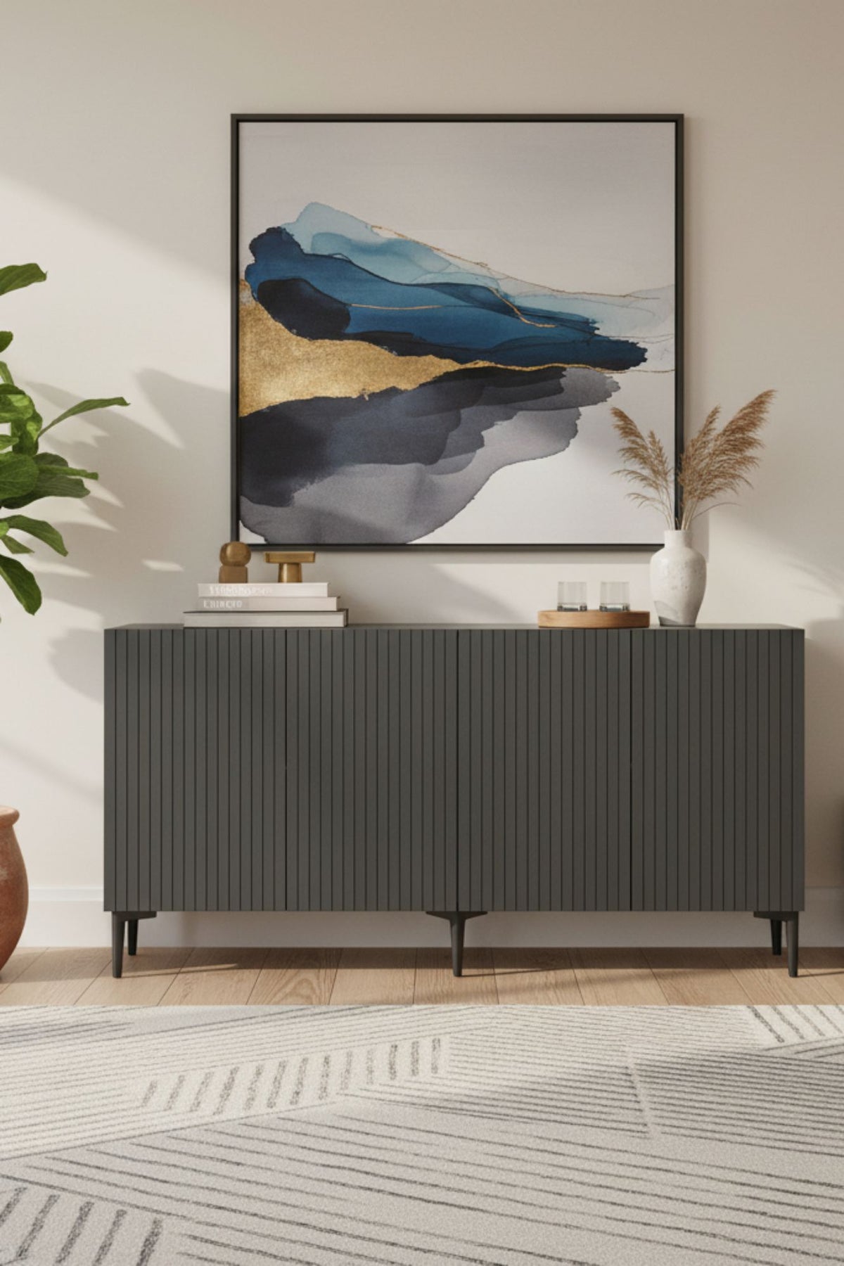 Κονσόλα Evgeros Ανθρακί 150x32x75 εκ. Μελαμίνης - Pakobazaar