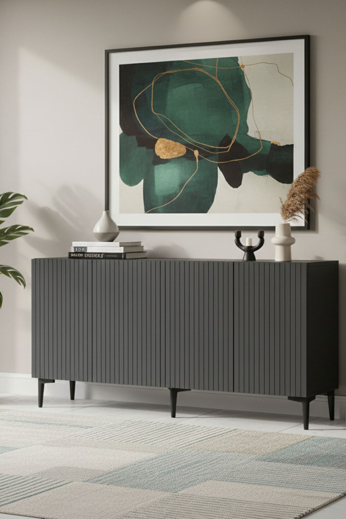 Κονσόλα Evgeros Ανθρακί 150x32x75 εκ. Μελαμίνης - Pakobazaar