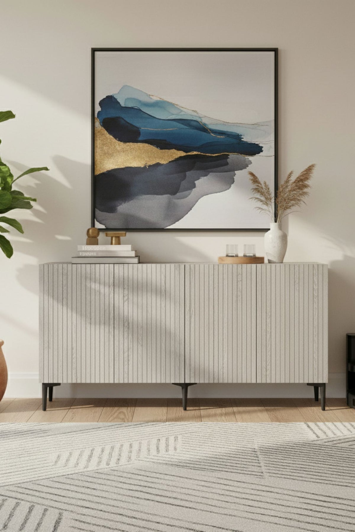 Κονσόλα Evgeros Λευκό - Travertine 150x32x75 εκ. Μελαμίνης