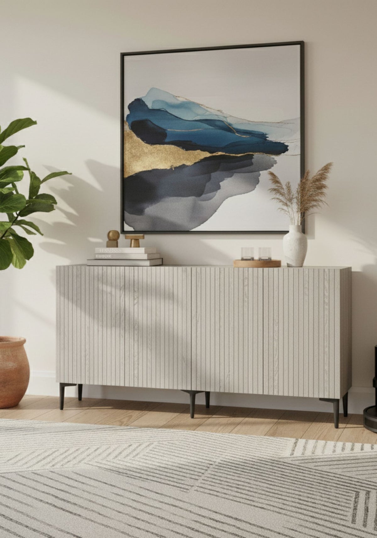 Κονσόλα Evgeros Λευκό - Travertine 150x32x75 εκ. Μελαμίνης