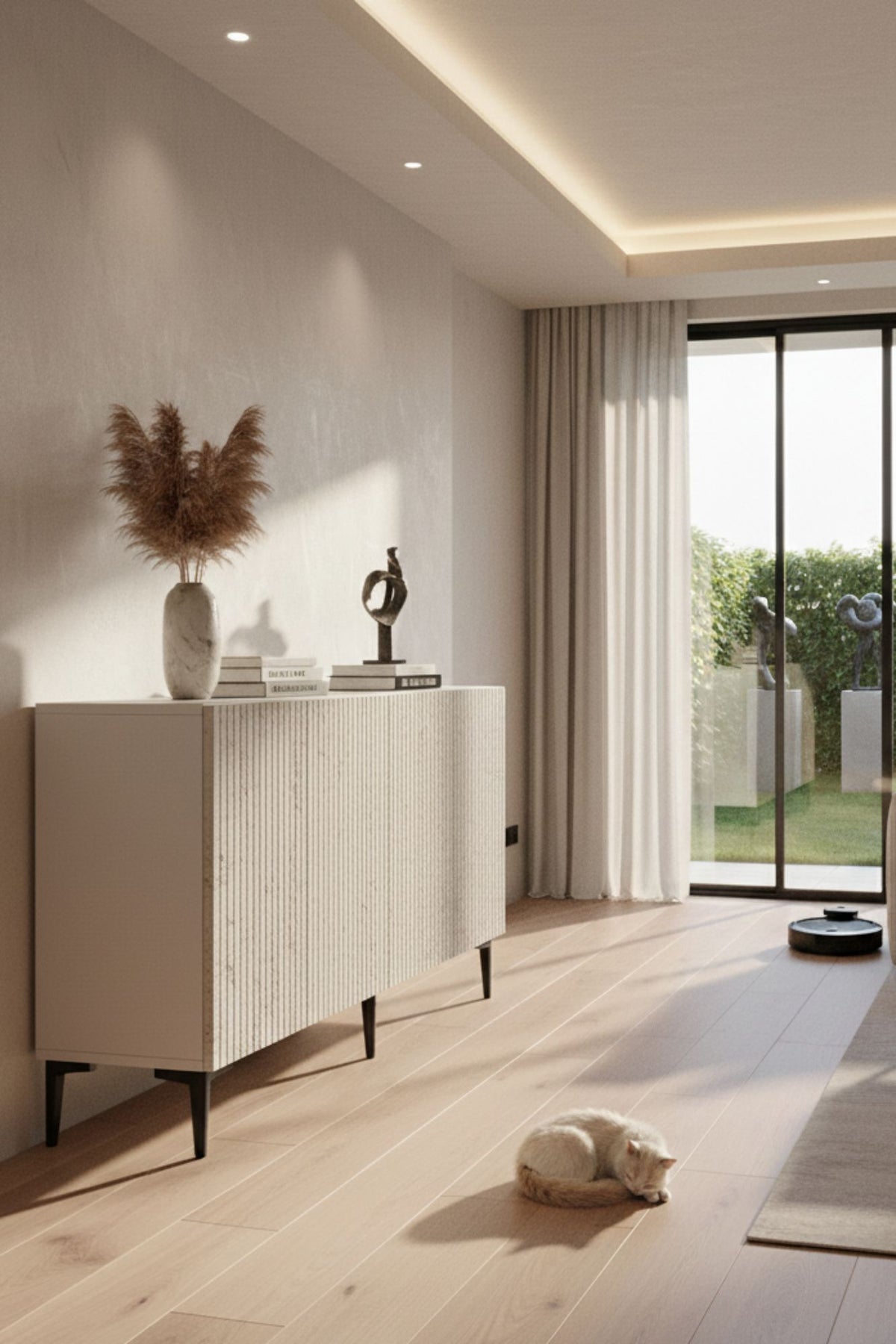 Κονσόλα Evgeros Λευκό - Travertine 150x32x75 εκ. Μελαμίνης