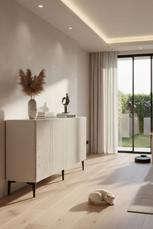 Κονσόλα Evgeros Λευκό - Travertine 150x32x75 εκ. Μελαμίνης