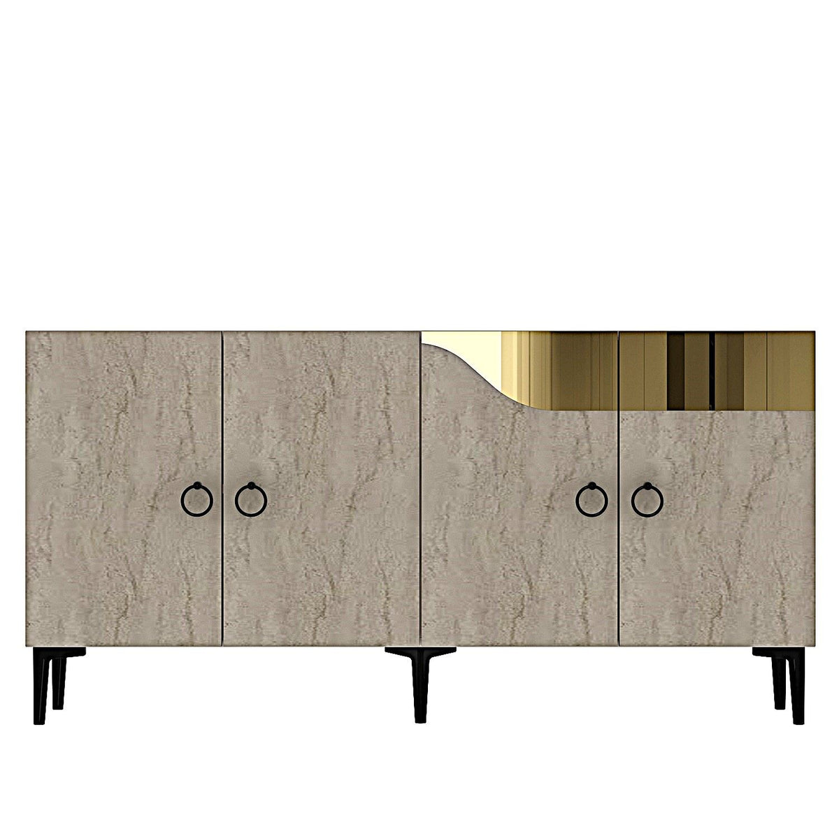 Κονσόλα Fiki Λευκό - Travertine - Χρυσό 150x32x75 εκ. Μελαμίνης