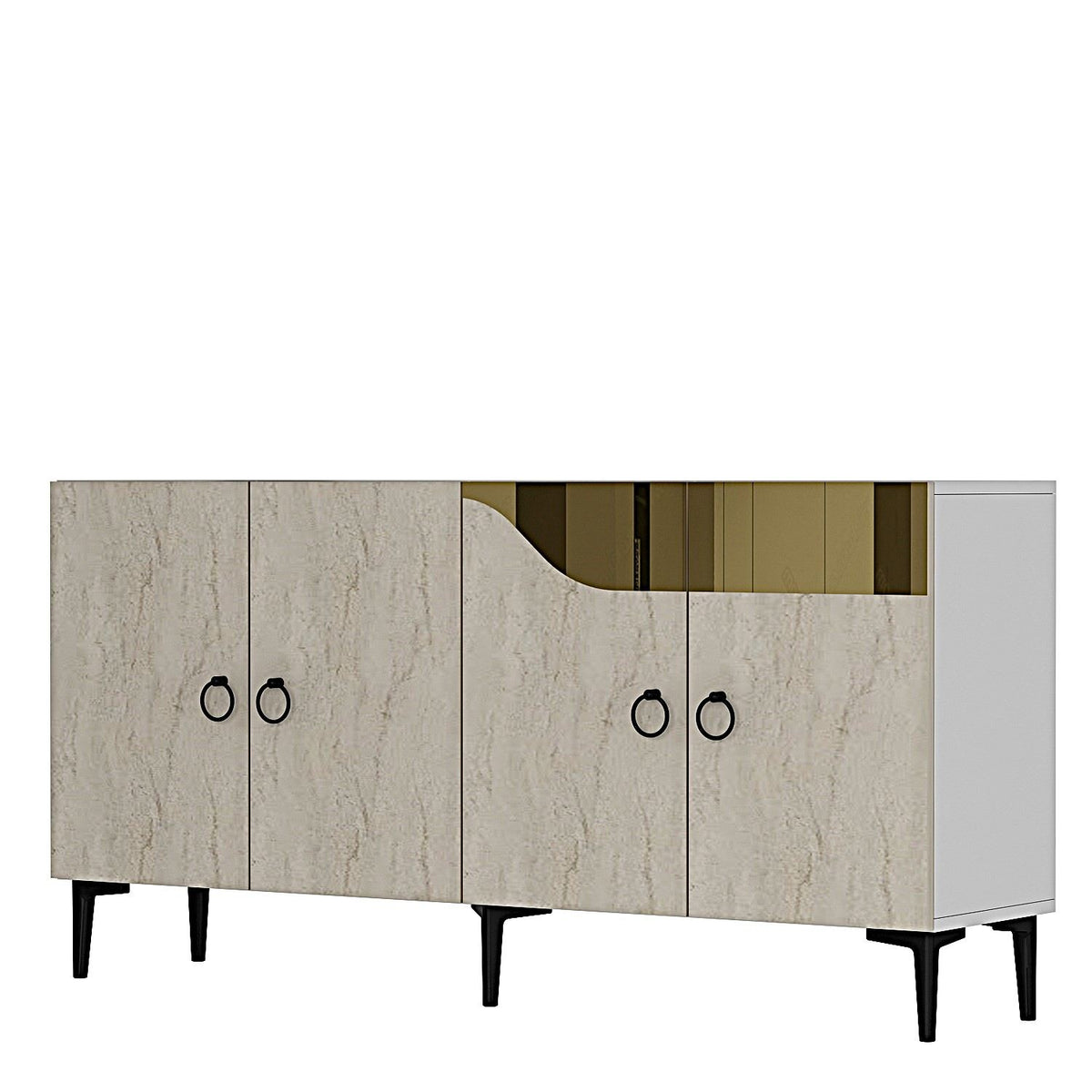 Κονσόλα Fiki Λευκό - Travertine - Χρυσό 150x32x75 εκ. Μελαμίνης