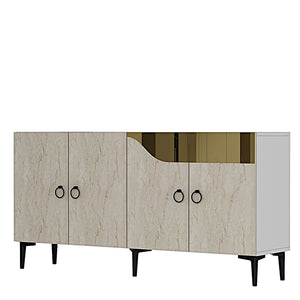 Κονσόλα Fiki Λευκό - Travertine - Χρυσό 150x32x75 εκ. Μελαμίνης