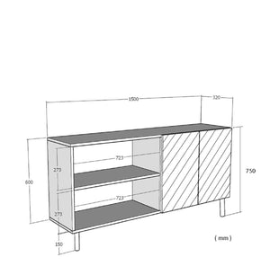 Κονσόλα Chios Με Ράφια Λευκό - Travertine - Ασημί 150x32x75 εκ. Μελαμίνης