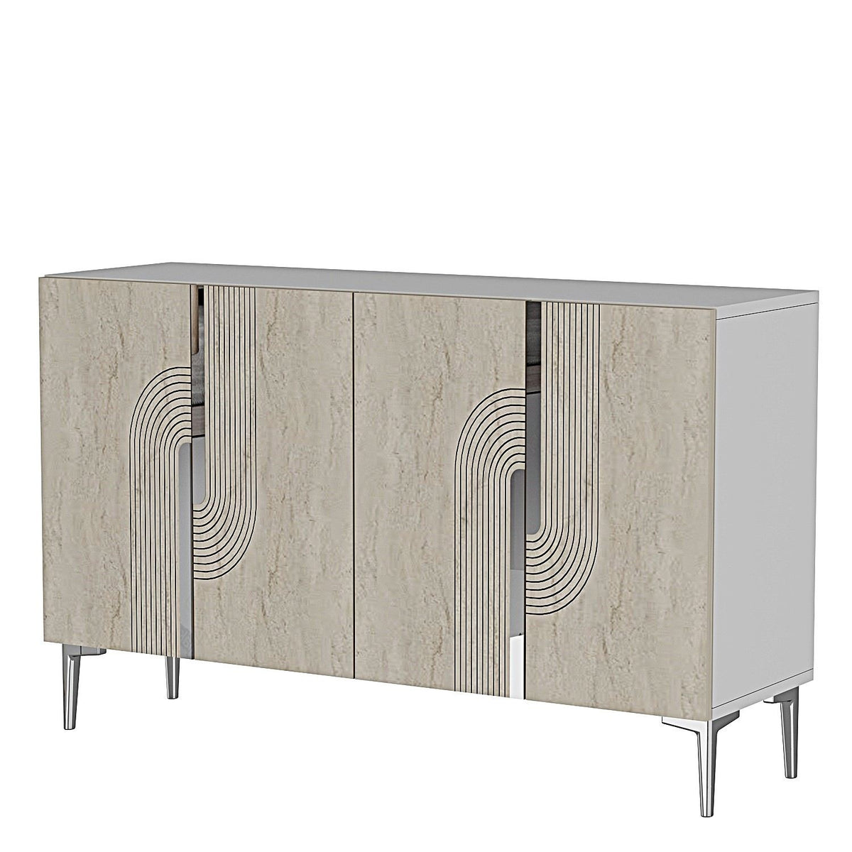 Κονσόλα Chios Λευκό - Travertine - Ασημί 120x32x75 εκ. Μελαμίνης
