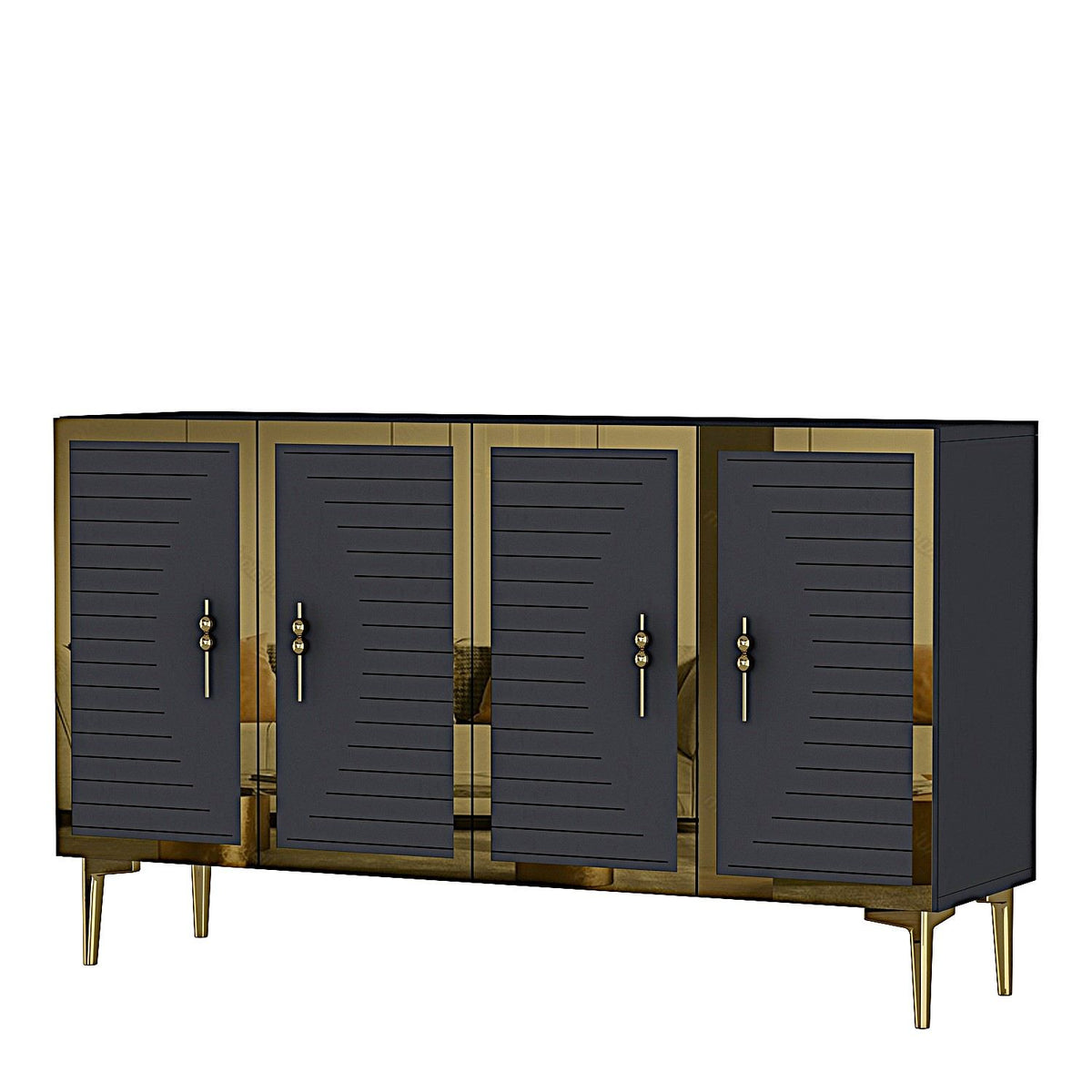 Κονσόλα Drosopigi Ανθρακί - Χρυσό 120x32x75 εκ. Μελαμίνης