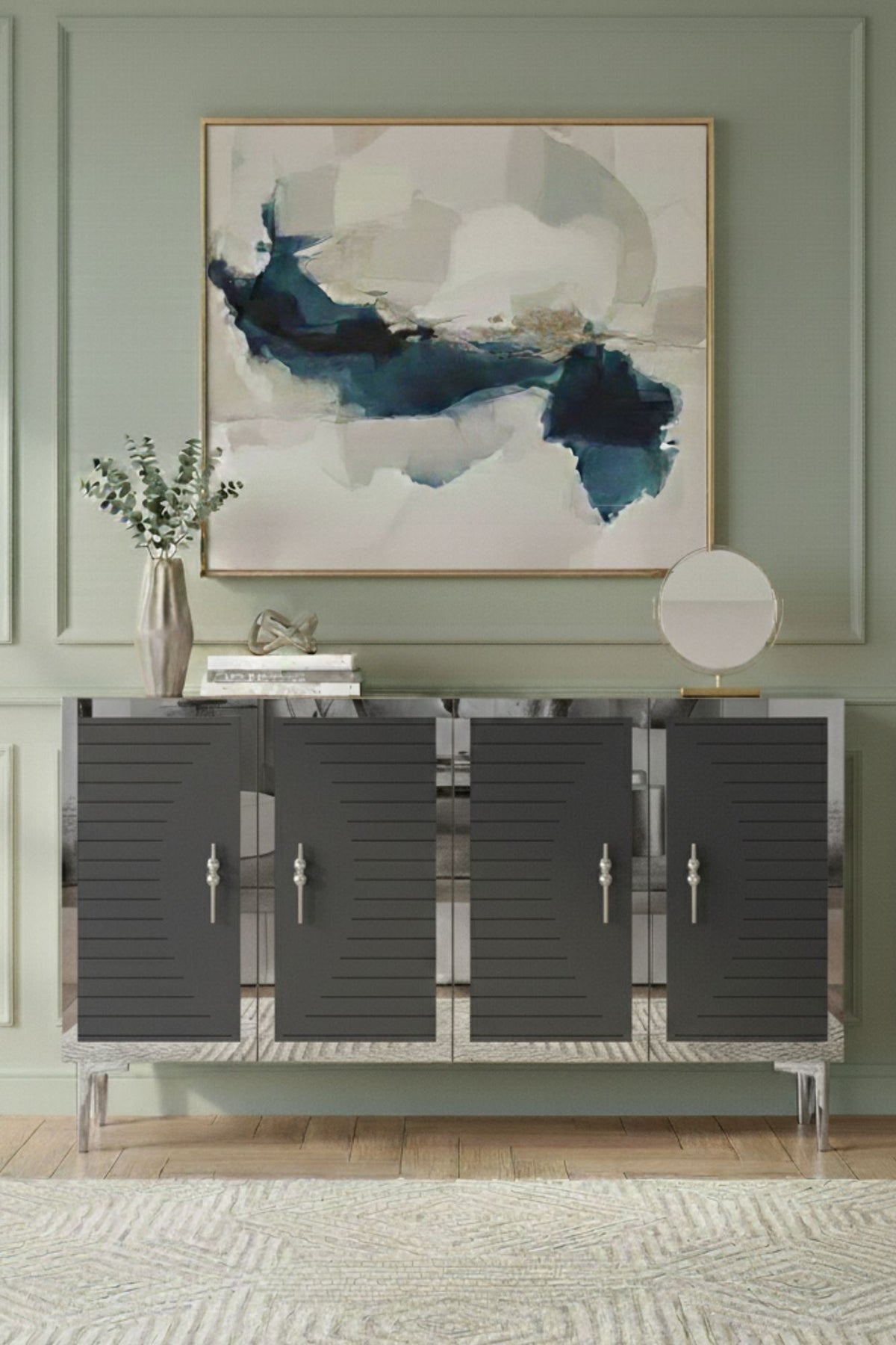 Κονσόλα Drosopigi Ανθρακί - Ασημί 120x32x75 εκ. Μελαμίνης