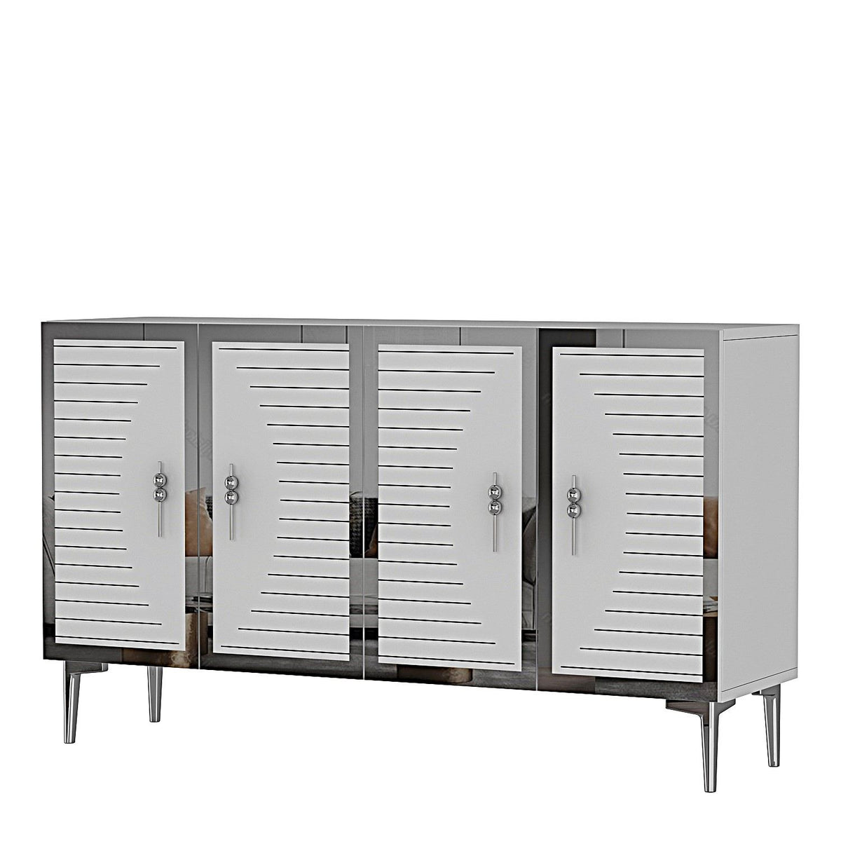Κονσόλα Drosopigi Λευκό - Ασημί 120x32x75 εκ. Μελαμίνης