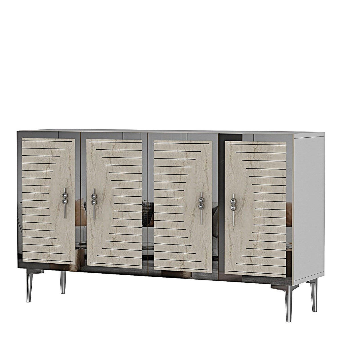 Κονσόλα Drosopigi Λευκό - Travertine - Ασημί 120x32x75 εκ. Μελαμίνης