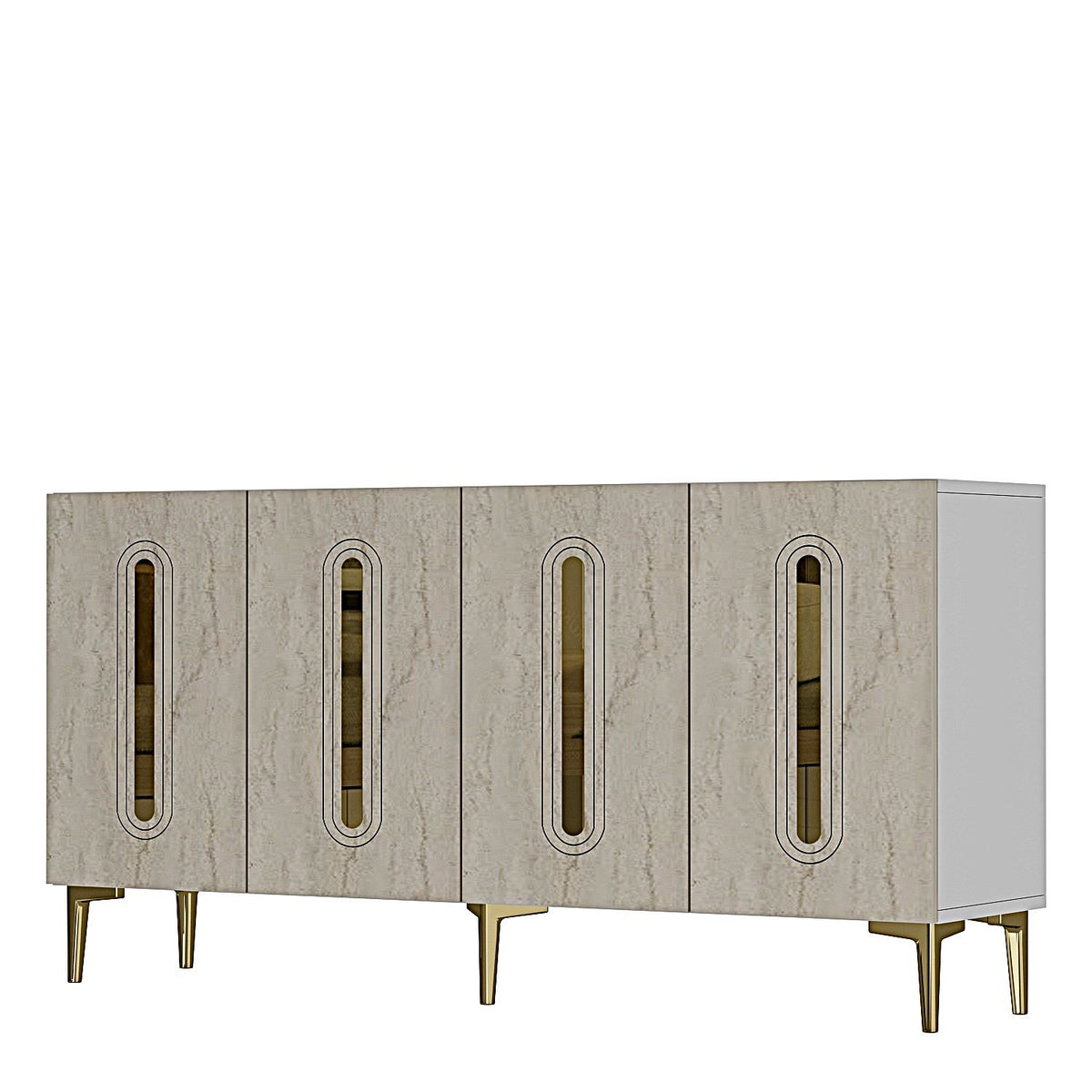 Κονσόλα Drakos Λευκό - Travertine - Χρυσό 150x32x75 εκ. Μελαμίνης