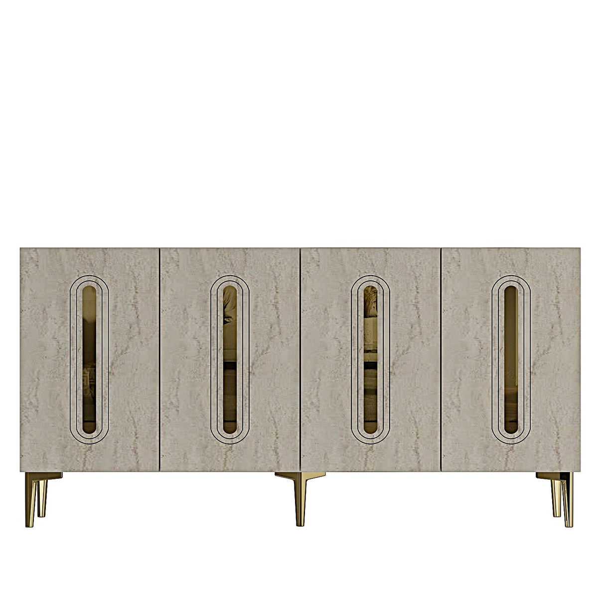 Κονσόλα Drakos Λευκό - Travertine - Χρυσό 150x32x75 εκ. Μελαμίνης