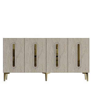 Κονσόλα Drakos Λευκό - Travertine - Χρυσό 150x32x75 εκ. Μελαμίνης