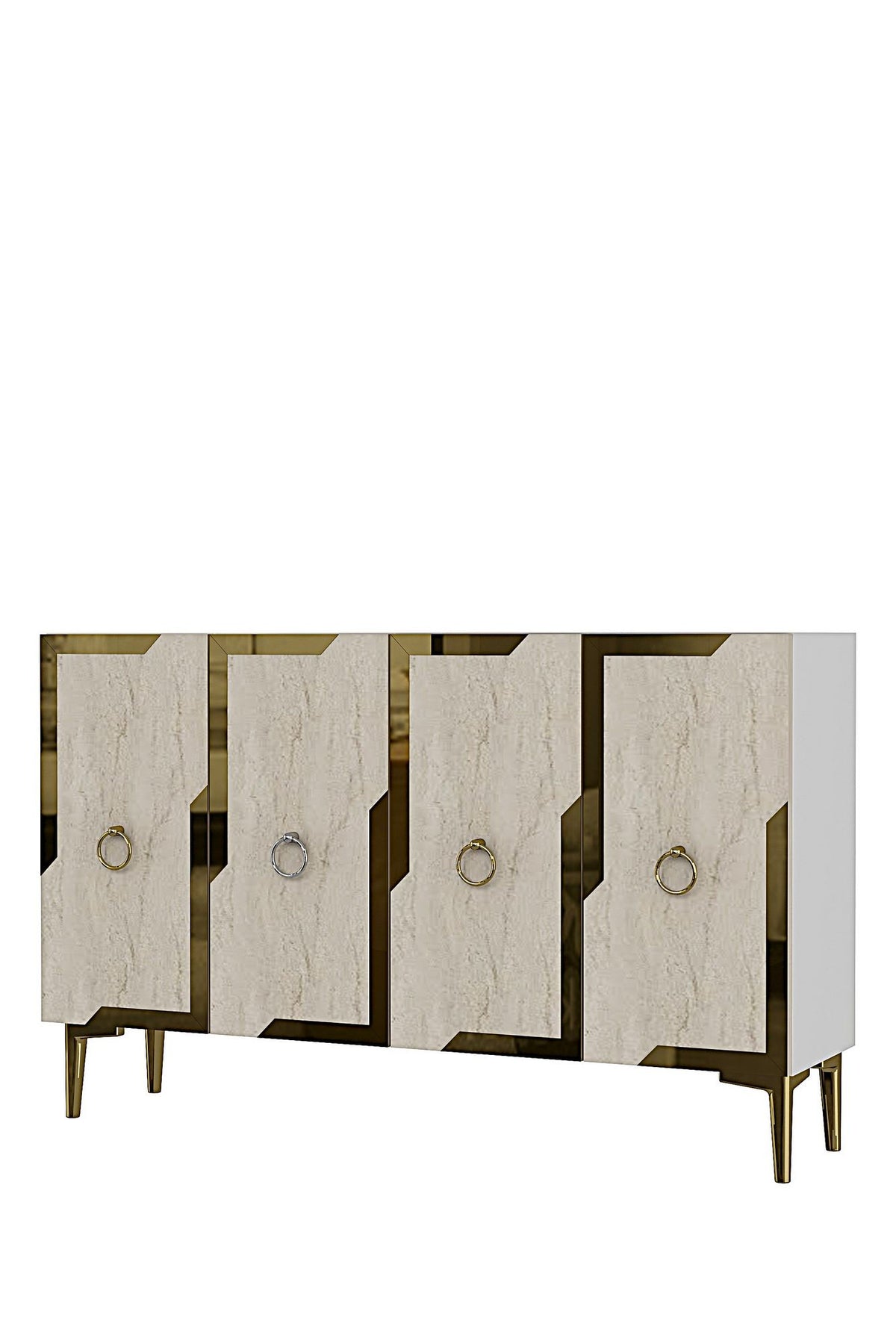 Κονσόλα Chalkiades Λευκό - Travertine - Χρυσό 120x32x75 εκ. Μελαμίνης