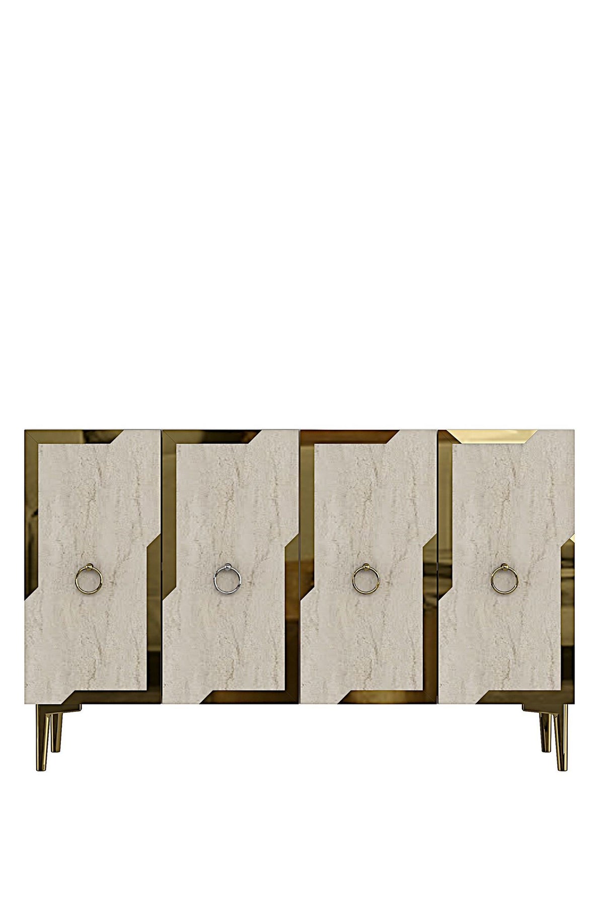 Κονσόλα Chalkiades Λευκό - Travertine - Χρυσό 120x32x75 εκ. Μελαμίνης