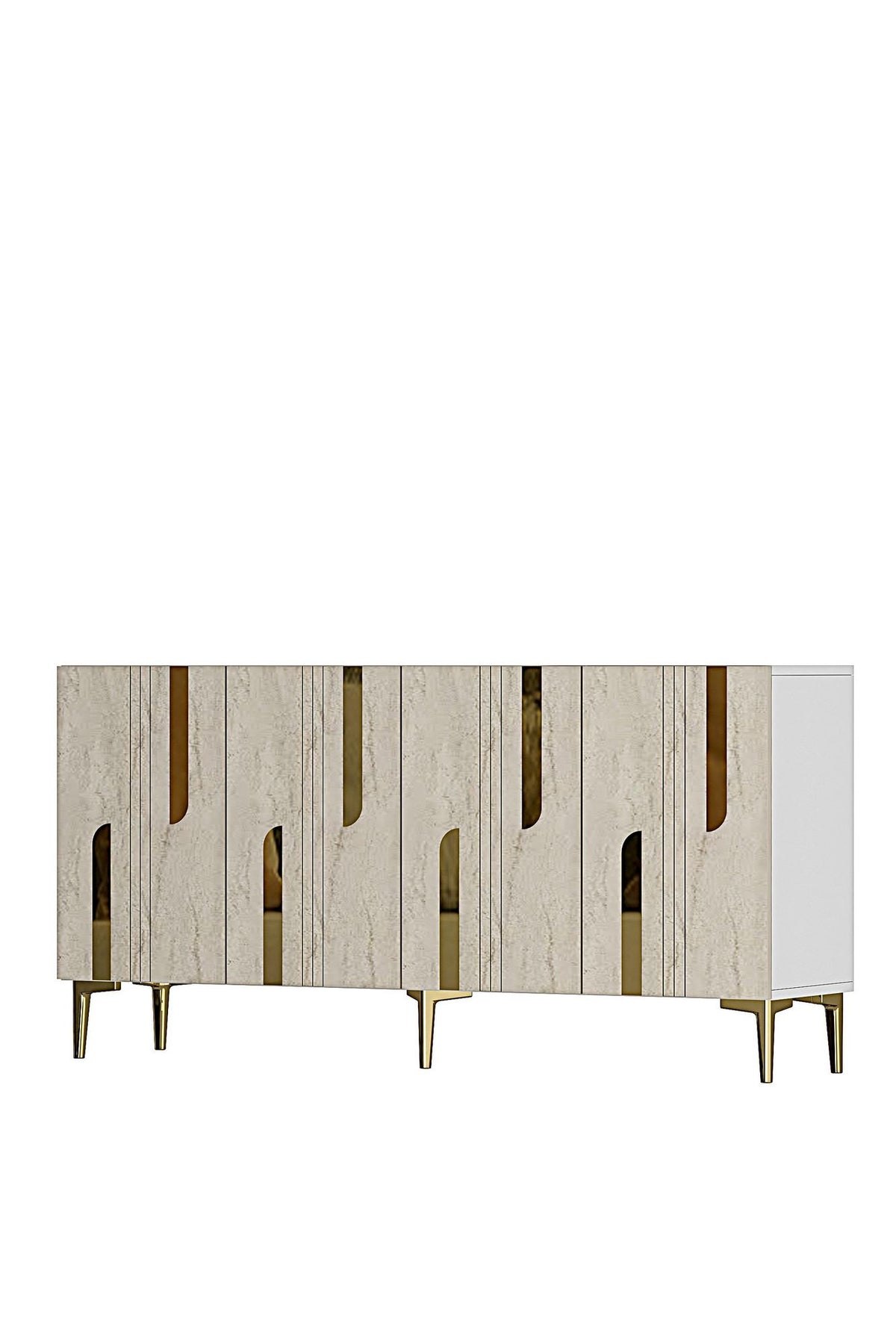 Κονσόλα Akrolimni Λευκό - Travertine - Χρυσό 150x32x75 εκ. Μελαμίνης