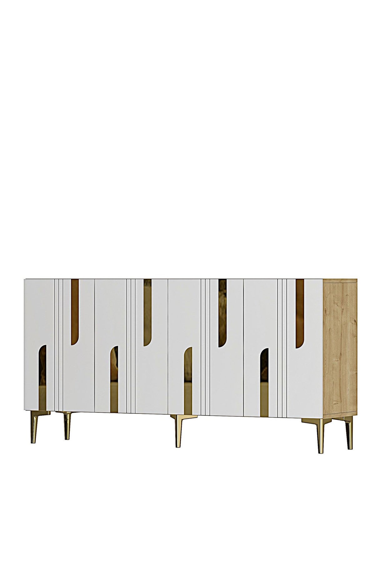 Κονσόλα Akrolimni Δρυς Sapphire - Λευκό - Χρυσό 150x32x75 εκ. Μελαμίνης