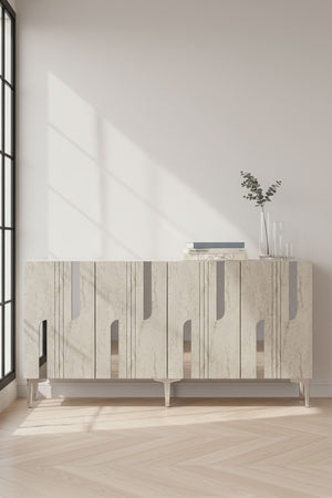 Κονσόλα Akrolimni Λευκό - Travertine - Ασημί 150x32x75 εκ. Μελαμίνης