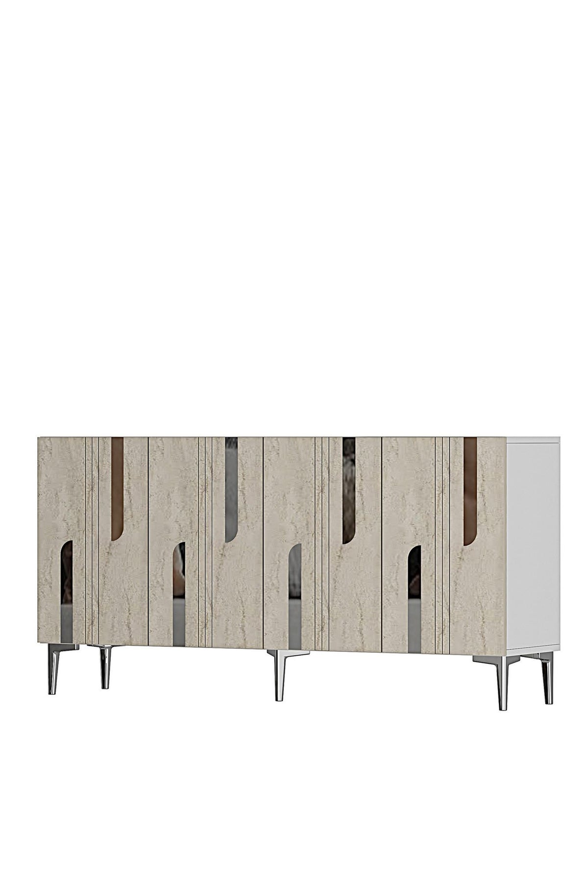 Κονσόλα Akrolimni Λευκό - Travertine - Ασημί 150x32x75 εκ. Μελαμίνης
